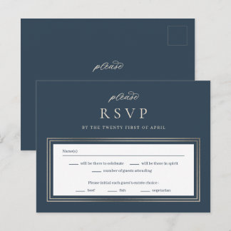 Carte Postale Posh Border Wedding RSVP Réponse Card