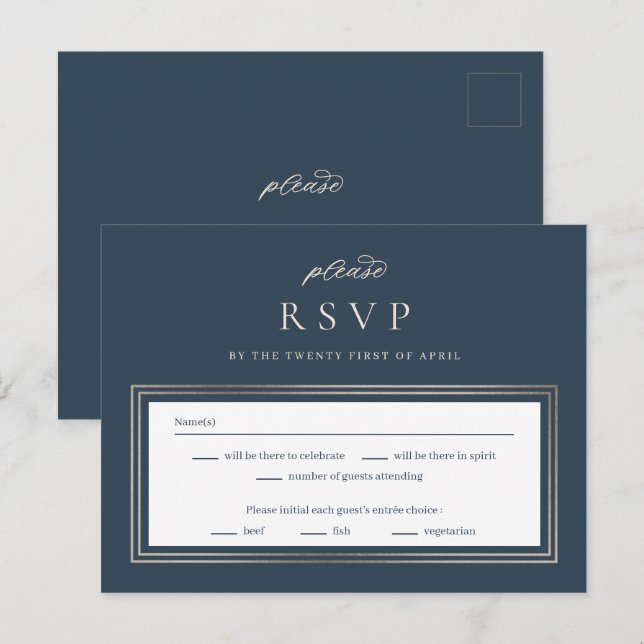 Carte Postale Posh Border Wedding RSVP Réponse Card (Devant / Derrière)