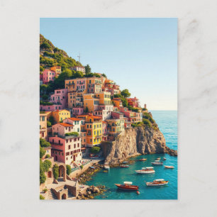 Carte Postale Positano Côte Amalfitaine Voyage Rétro Falaises