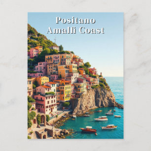Carte Postale Positano Côte amalfitaine Voyage vintage falaise