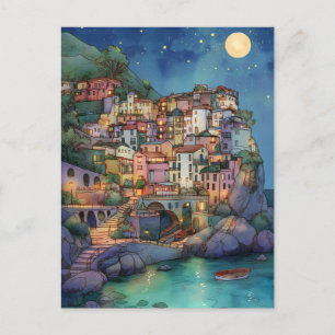 Carte Postale Positano, Italie - Coastal Village & Starry Sky