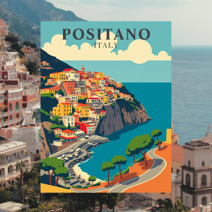 Carte Postale Positano, Italie Côtière Vintage 