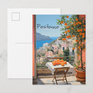 Carte Postale Positano Italie Voyage Ville Peinture Esthétique