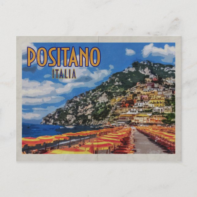 Carte Postale Positano Moderne Vintage voyage désorganisé (Devant)