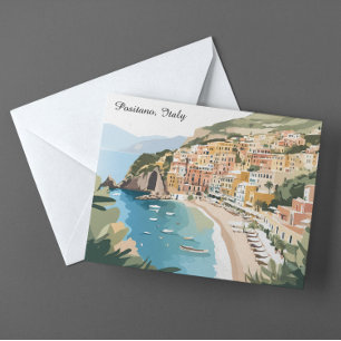 Carte Postale Positano vintage Italie Côte d'Amalfi Art de voya
