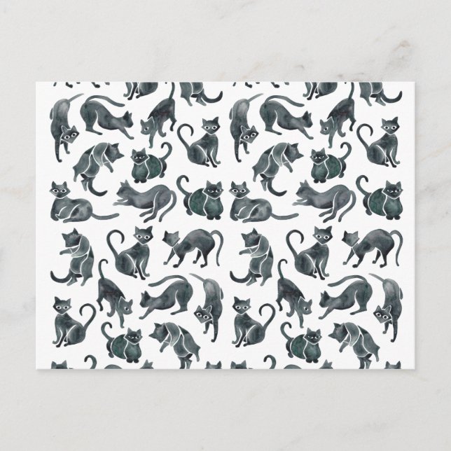 Carte Postale Positions de chat - palette noire (Devant)