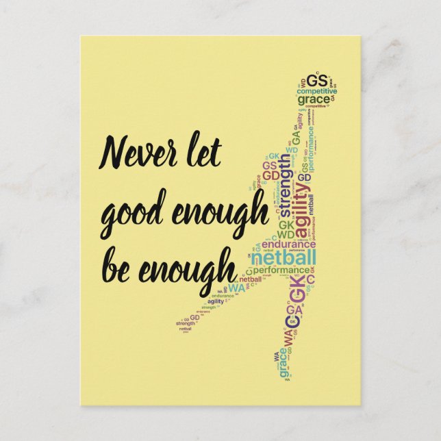 Carte Postale Positions du joueur Citation Motivational Netball (Devant)