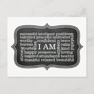 Carte Postale Positive Je suis Affirmations quotidiennes pour le