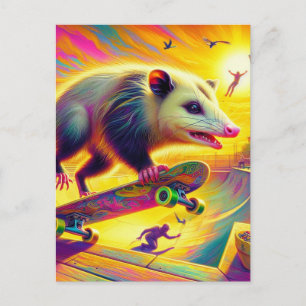 Carte Postale Possum adorable en skateboard