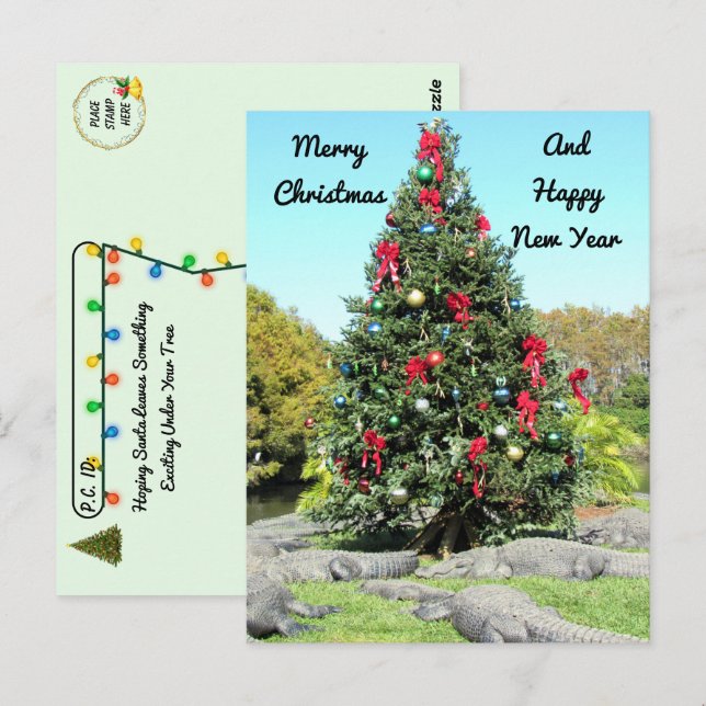 Carte Postale Post-croisement - Florida Gator Christmas Tree (Devant / Derrière)