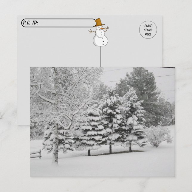 Carte Postale Post-croisement - hiver neigeux du Vermont en B&W (Devant / Derrière)