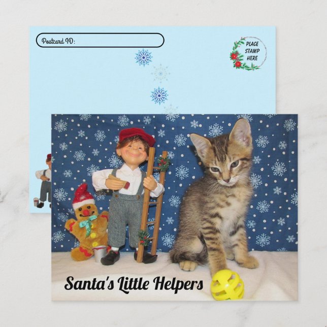 Carte Postale Post-croisement - Père Noël Little Helpers - Cat & (Devant / Derrière)