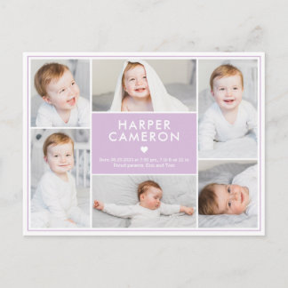 Carte Postale Post de Faire-part de naissance de couleur modifia