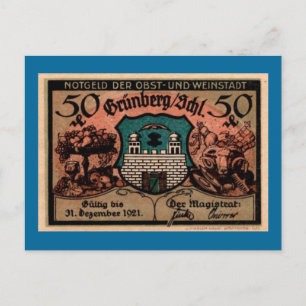 Carte Postale Post WW1 Allemand Cinquante Pfennig Note Postcard