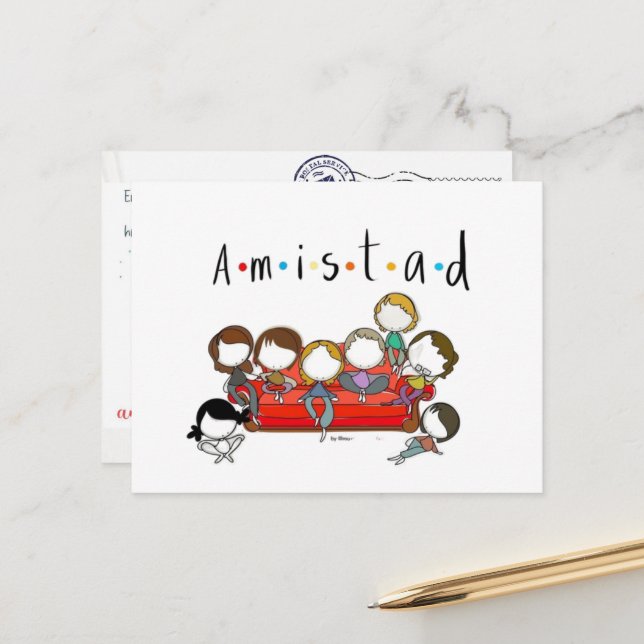 Carte Postale Postal de amistad para san valentin (Devant/Arrière en situation)