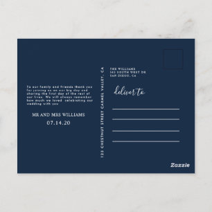 Carte Postale Postal Postcard Mariage merci + photo du w