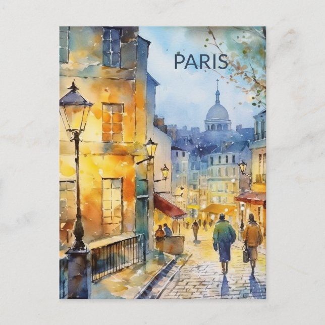 Carte Postale POSTCARD Beautiful Watercolor of Paris Travel (Devant)