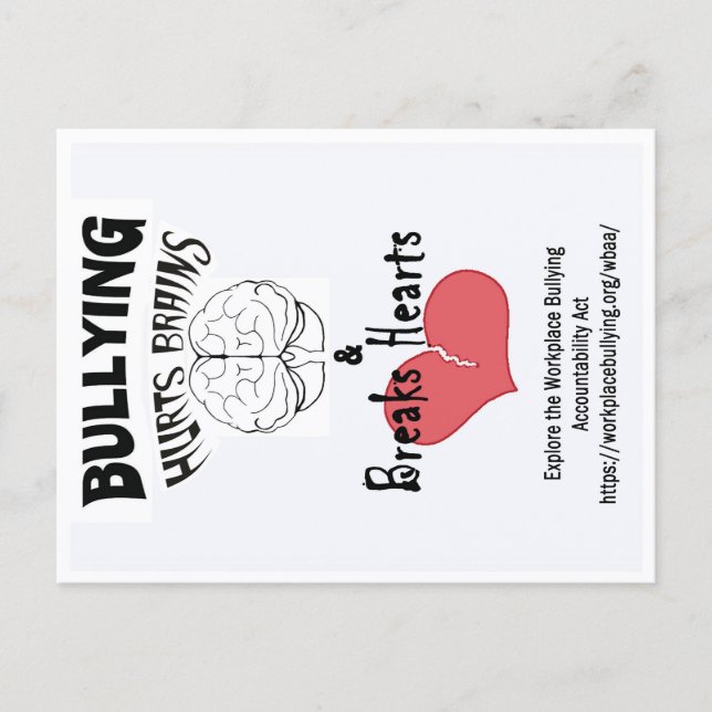 Carte Postale Postcard-Bullying Hurts Brains & Breaks Hearts (Devant)