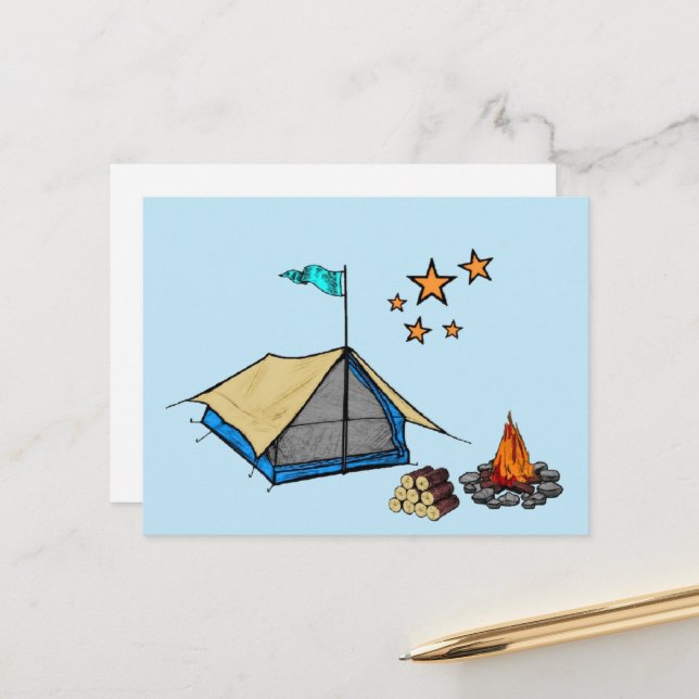 Carte Postale Postcard Camping (Devant/Arrière en situation)