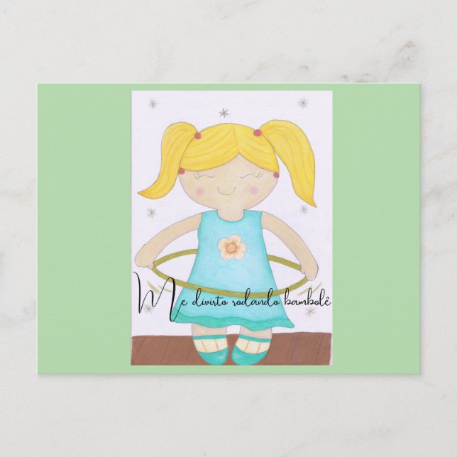 Carte Postale Postcard Child playing with a hula hoop (Devant)