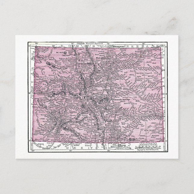 Carte Postale Postcard:  Map of Colorado, 1921 (Devant)