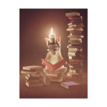 Postcard: "Mouse reading a book"