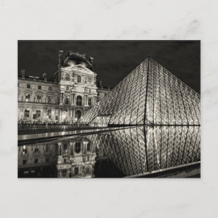 Carte Postale Postcard The Louvre Pyramid In Black / White Paris