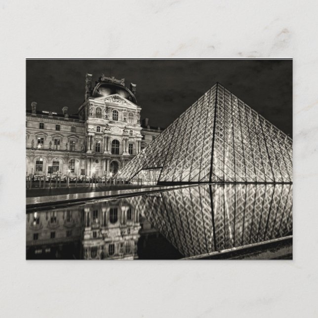 Carte Postale Postcard The Louvre Pyramid In Black / White Paris (Devant)