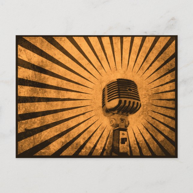 Carte Postale Postcard with Cool Vintage Microphone (Devant)