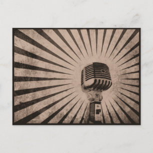 Carte Postale Postcard with Cool Vintage Microphone