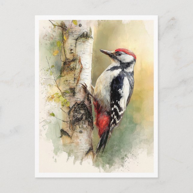 Carte Postale Postcard. Woodpecker (Devant)