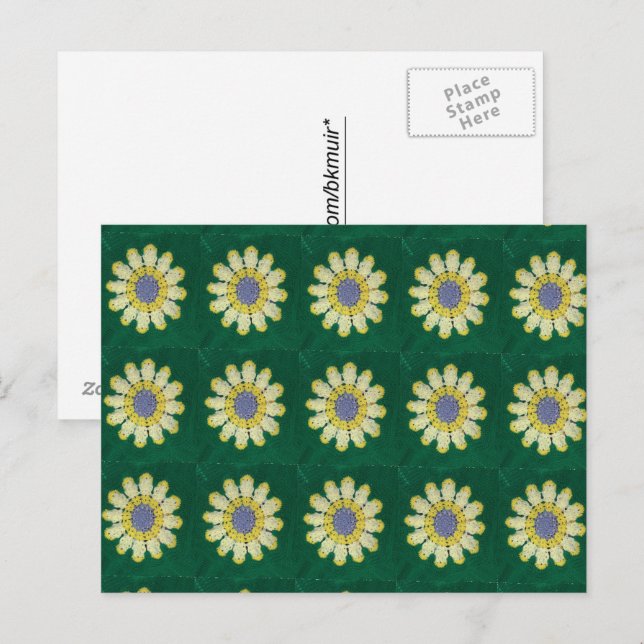 Carte Postale Postcard - Yellow Daisy Afghan Pattern (Devant / Derrière)
