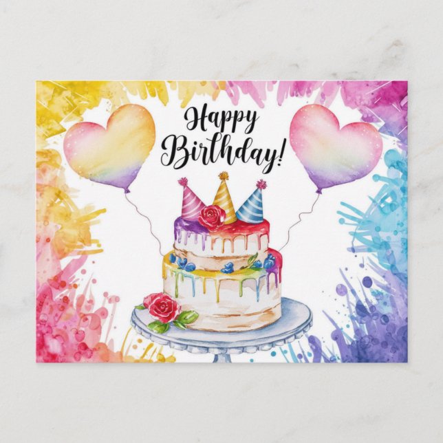 Carte Postale Postcards Happy Birthday Gateau (Devant)