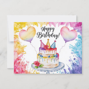 Carte Postale Postcards Happy Birthday Gateau
