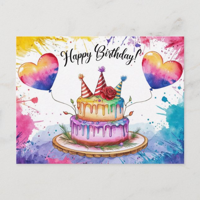 Carte Postale Postcards Happy Birthday Gateau 03 (Devant)