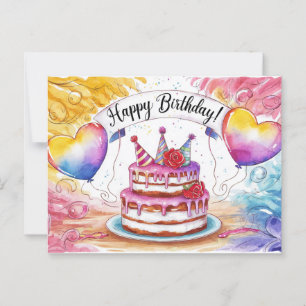 Carte Postale Postcards Happy Birthday Gateau 10