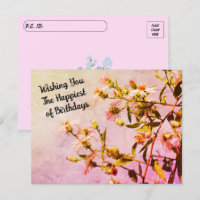 Postcrossing Fleur Sauvage Rose Anniversaire avec