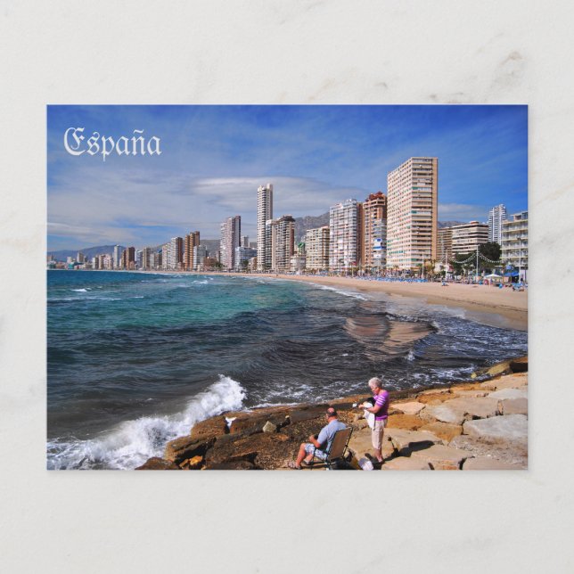 Carte Postale poste playa de Benidorm en la ciudad de Alicante (Devant)