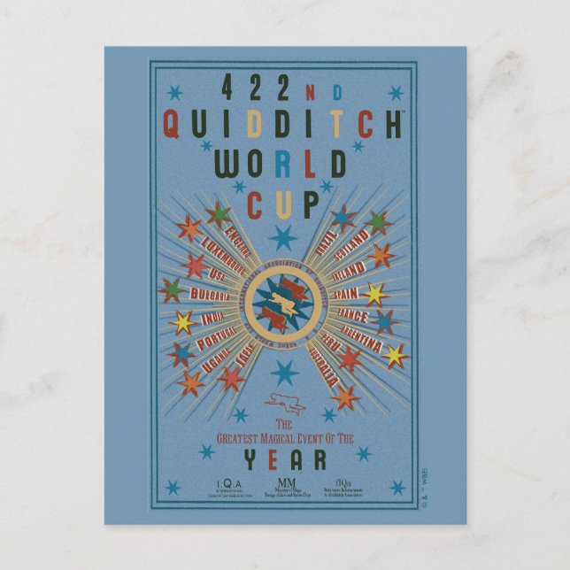 Carte Postale Poster bleu de la Coupe du Monde QUIDDITCH™ (Devant)