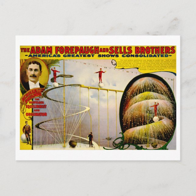 Carte Postale Poster Circus Performance Vintage 1899 (Devant)
