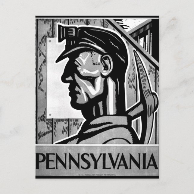 Carte Postale Poster de charbon de Pennsylvanie WPA 1938 (Devant)