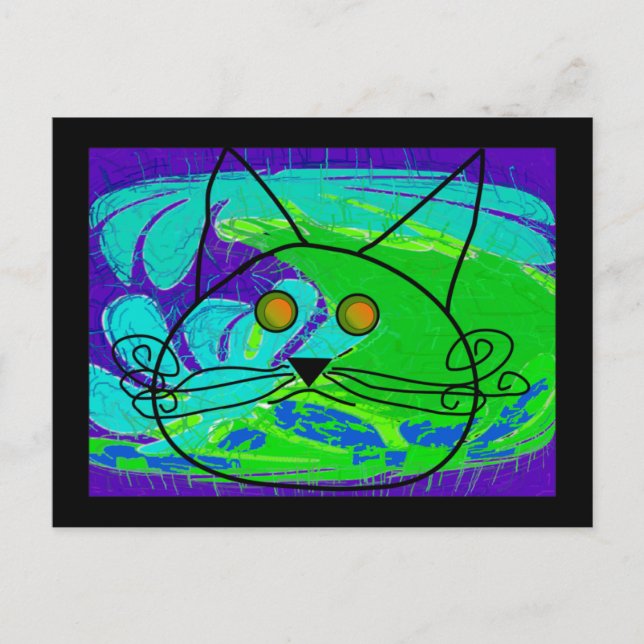 Carte Postale Poster de chat de peur océanique - Whimisical (Devant)