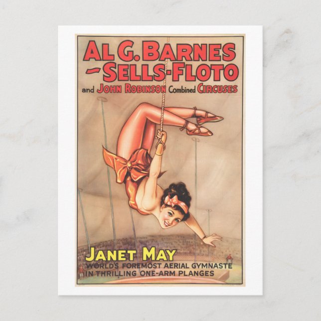 Carte Postale Poster de cirque vintage : Gymnaste aérien Janet M (Devant)