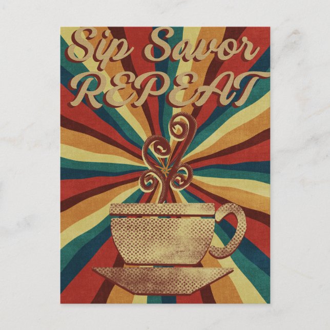 Carte Postale Poster de citation de café rétro - Répéter l'enreg (Devant)