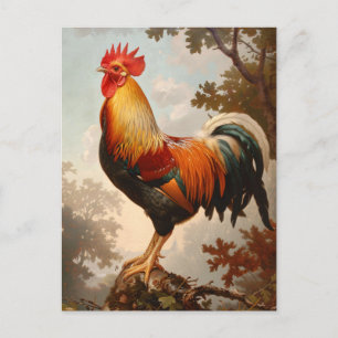 Carte Postale Poster de coq majestueux dans une forêt naturelle