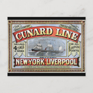 Carte Postale Poster de Cunard Line New York Liverpool