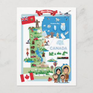 Carte Postale Poster de dessin du Manitoba Canada