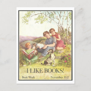Carte Postale Poster de la Bibliothèque Vintage "I Like Books"
