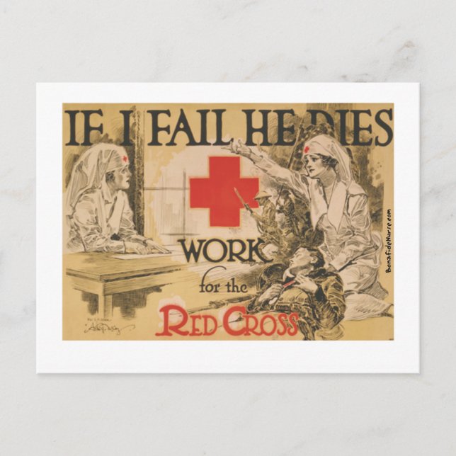 Carte Postale Poster de la Croix Rouge - Si j'échoue, il meurt (Devant)