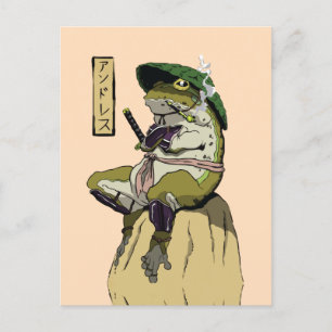 Carte Postale Poster de la grenouille Samurai Faux Canvas Imprim